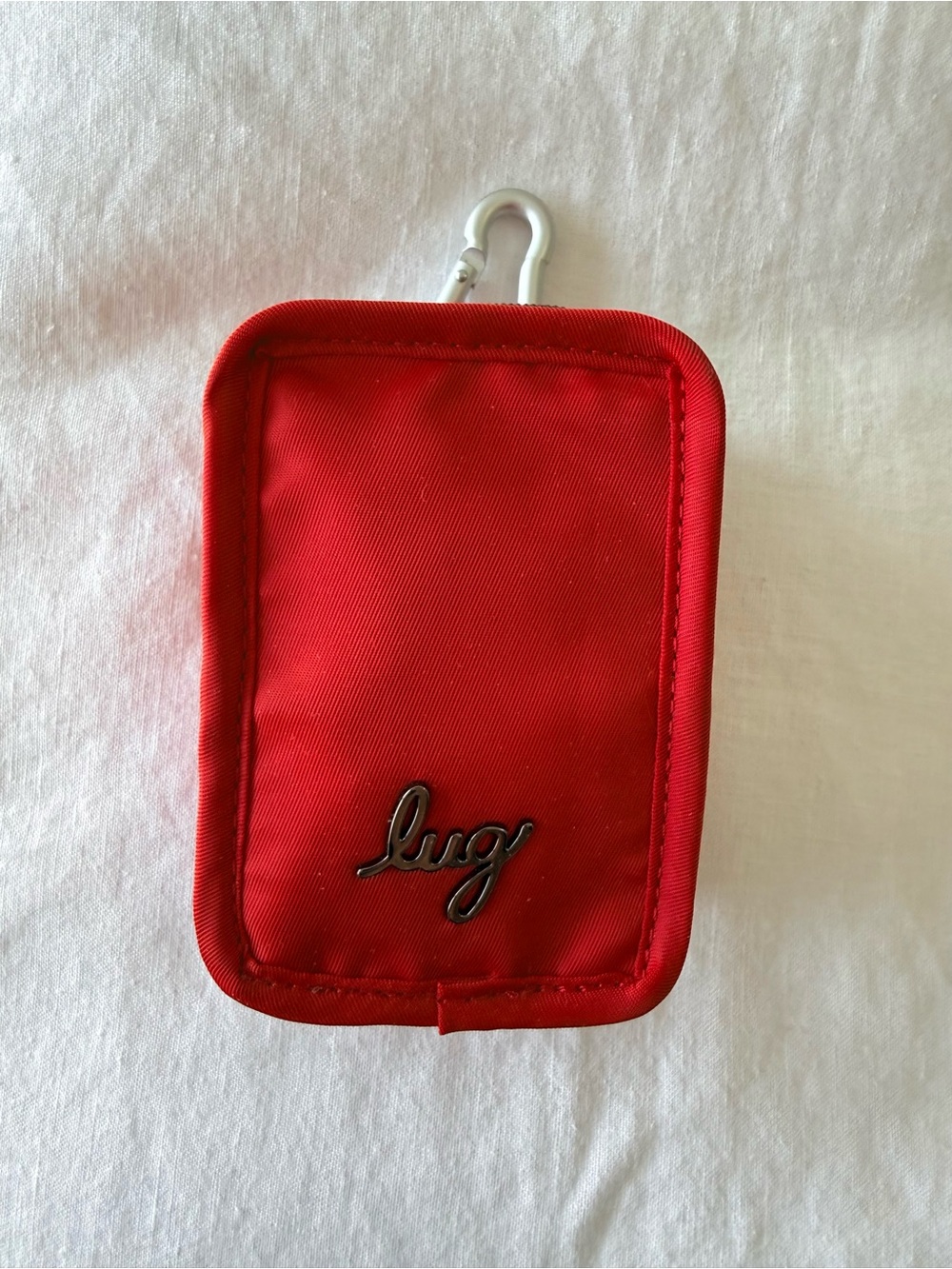 Lug Drizzle | Red Mini Zip Ear Pod Storage Pouch Poppy | Bag Clip Charm